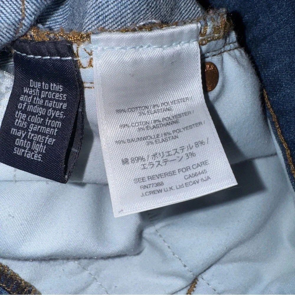 J. CREW Billie Demi Boot Crop Jeans in Warm Indigo Distressed Plus Size 32